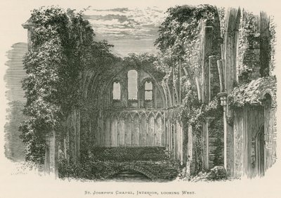 Abbaye de Glastonbury, chapelle de Saint-Joseph, intérieur, vue vers l